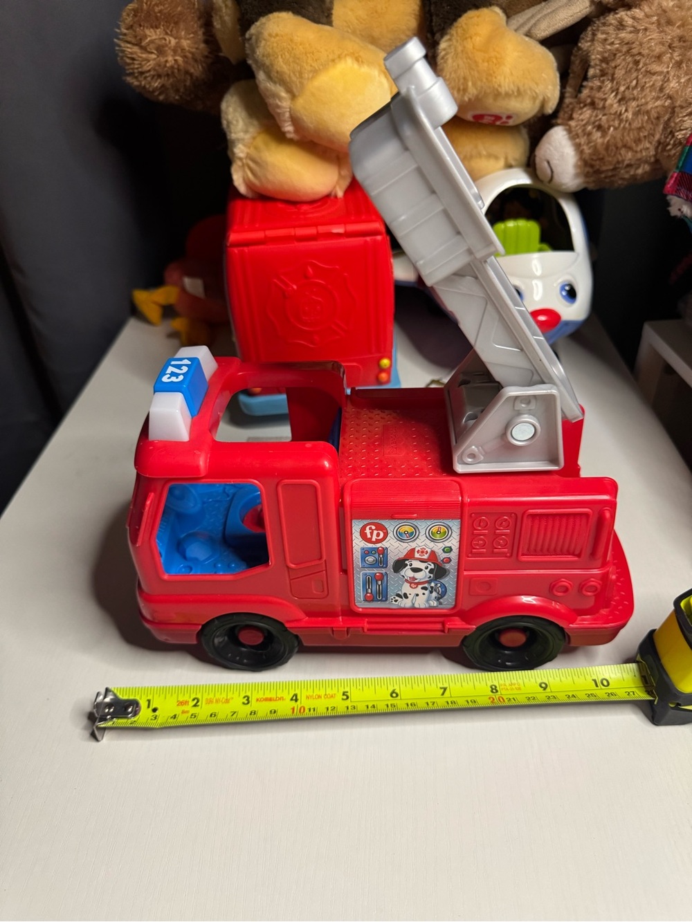 Fisher-Price Red and Blue Plastic Ladder Fire Truck Toy